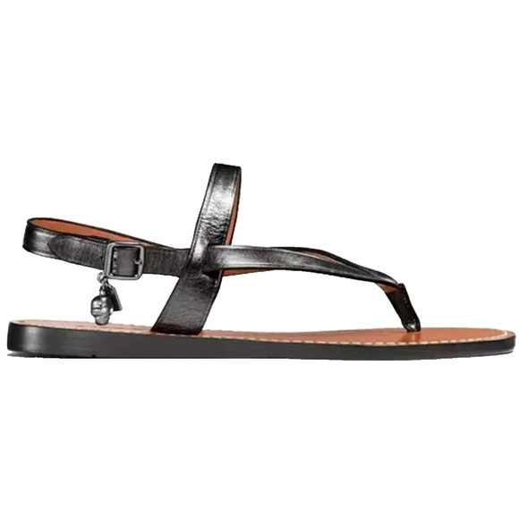 Coach Hudson Leather Sandals Women's Size 5.5 GREY Metallic - Picture 1 of 15